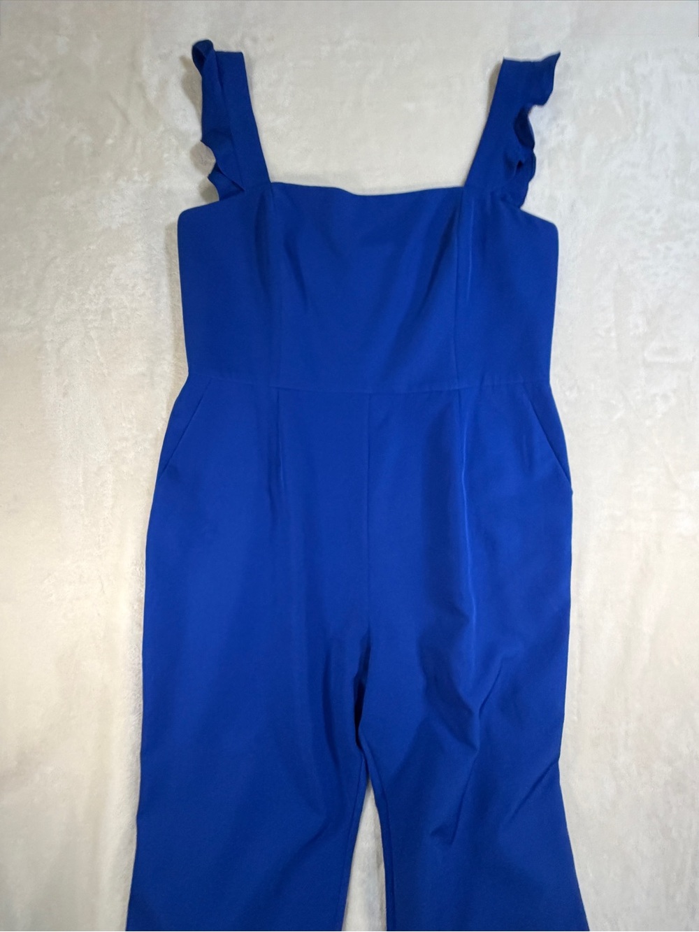 Charles Henry Royal Blue Ruffle Strap Wide Leg Jumpsuit - Size XXL - Picture 4 of 12